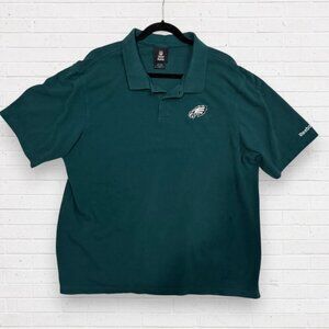 NFL REEBOK Philadelphia Eagles Green Collar Embroidered Pique Polo Shirt Mens XL